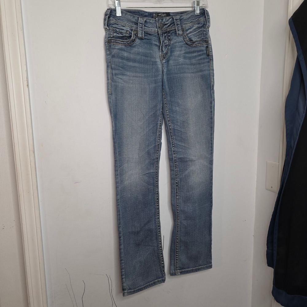 Silver Jeans Co Suki Mid Baby Boot Blue Denim Jeans W26 L31 L93514SJL223